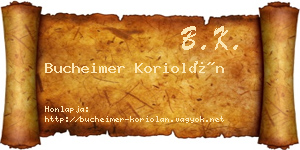 Bucheimer Koriolán névjegykártya